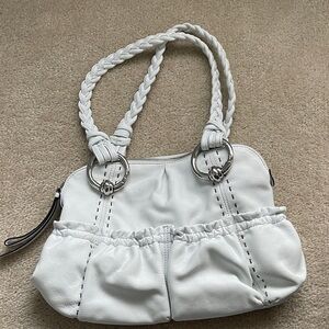 Elegant White Braided Handle B.Makowsky Women's Bag